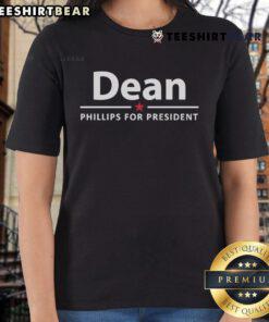 Official Dean Phillips For President 2024 Ladies Tee featuring a stylish design and campaign slogan for supporters.
