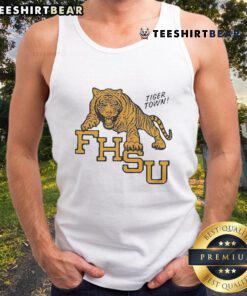 Alt Text: Official Fort Hays State Tiger Town tank top featuring the school logo and vibrant colors, perfect for fans and alumni.
