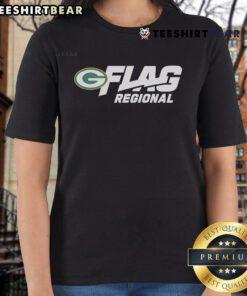 Official Green Bay Packers 2025 NFL Flag Regional Tournaments Ladies Tee in vibrant green and gold, showcasing team spirit.