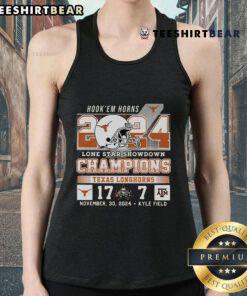Texas 2024 Lone Star Showdown Champions tank top featuring Hook 'Em Horns graphic in vibrant colors.