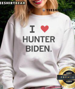 Alt Text: Official I Heart Hunter Biden Sweatshirt in gray, featuring a bold heart design and stylish fit for fans.