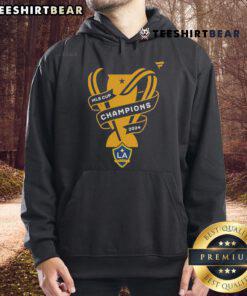 Official LA Galaxy Fanatics Black 2024 MLS Cup Champions Locker Room Hoodie showcasing team pride and style.