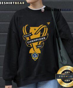 Official LA Galaxy Fanatics Black 2024 MLS Cup Champions Locker Room Sweatshirt showcasing team pride and style.