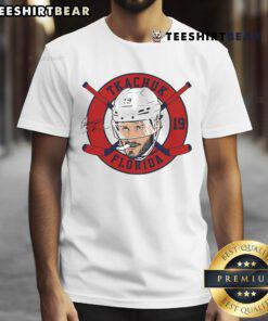 Alt Text: Official Matthew Tkachuk Florida Panthers Floating Head 2.0 Signature T-Shirt featuring vibrant team colors and design.