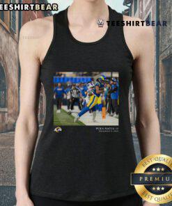 Official Men's Los Angeles Rams Puka Nacua Black NFL Flash Features Week 14 Tank Top showcasing team logo and design.