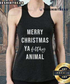 Official Merry Christmas Ya Filthy Animal Tank Top featuring festive design for holiday celebrations and casual wear.