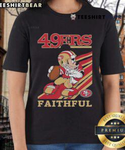 Official Mickey Mouse San Francisco 49ers Faithful slogan ladies tee featuring a stylish design for fans.