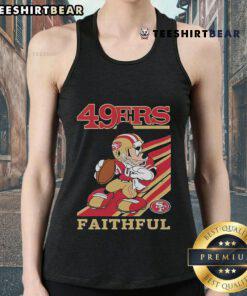 Official Mickey Mouse San Francisco 49ers Faithful slogan tank top featuring vibrant graphics for fans.