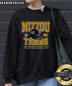 Official Mizzou Tigers Champion 2024 Music City Bowl sweatshirt featuring football helmet design, perfect for fans.