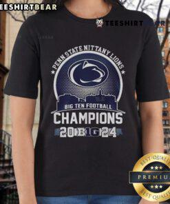 Official Penn State Nittany Lions Big 10 Champions 2024 ladies tee in blue, perfect for proud fans and supporters.