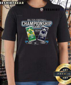 Official Penn State vs Oregon Ducks 2024 Big Ten Football Championship ladies tee ticket design at Lucas Oil Stadium.