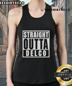 Alt Text: Official Philly Goat Straight Outta Delco Tank Top in vibrant colors, perfect for summer fashion and local pride.
