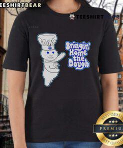 Official Pillsbury Doughboy Bringing Home The Dough 2024 Ladies Tee featuring a cute graphic of the iconic mascot.