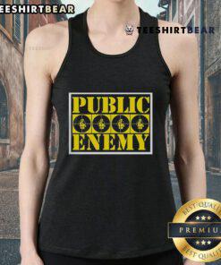 Official Public Enemy yellow logo tank top featuring bold graphics for stylish streetwear fans.
