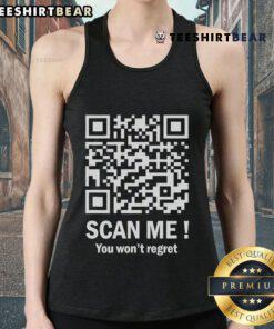 Official QR Scan Me Trump 45-47 Tee featuring Trump dancing, perfect for fans of political apparel and unique tank tops.