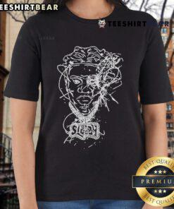 Official Sleazyworld Go portrait on a ladies tee, featuring vibrant colors and stylish design for trendy fashion lovers.