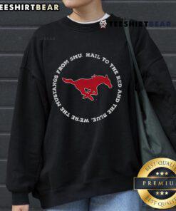 Official SMU Mustangs Pony Battle Cry Lyrics Sweatshirt featuring vibrant team colors and bold text design.