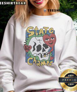 Official State Champs Skull Heart Sweatshirt featuring a bold graphic design for fans of unique sports apparel.