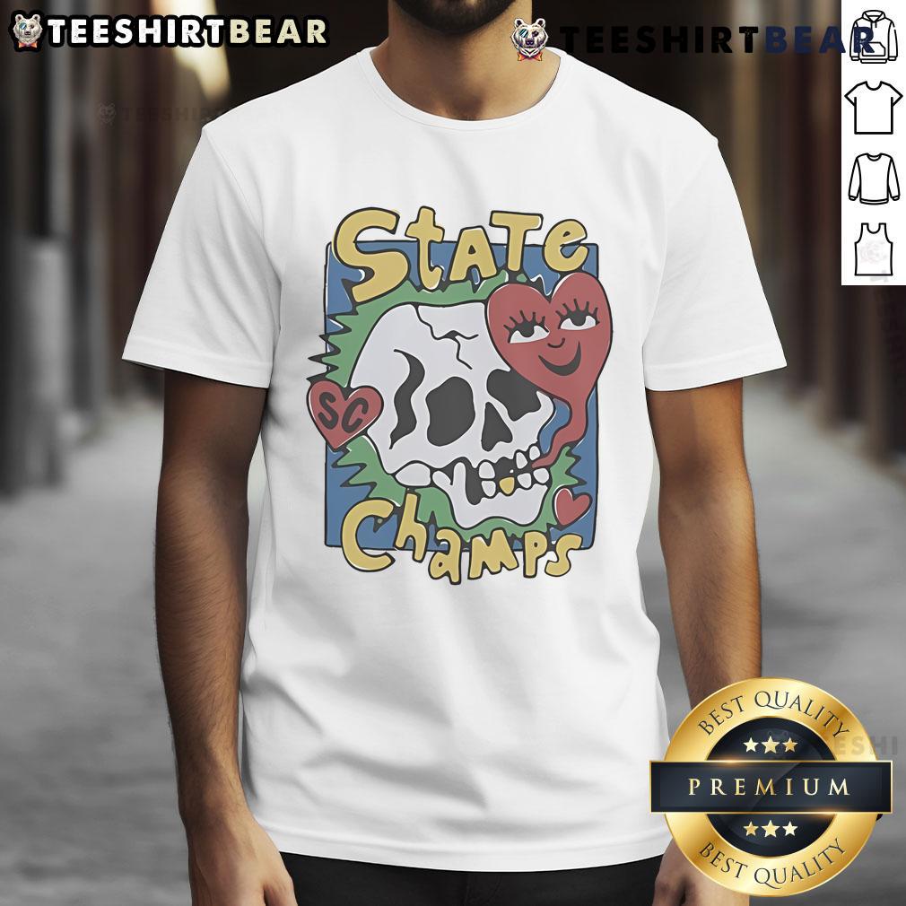 Official State Champs Skull Heart T-Shirt featuring a bold graphic design and vibrant colors, perfect for fans.