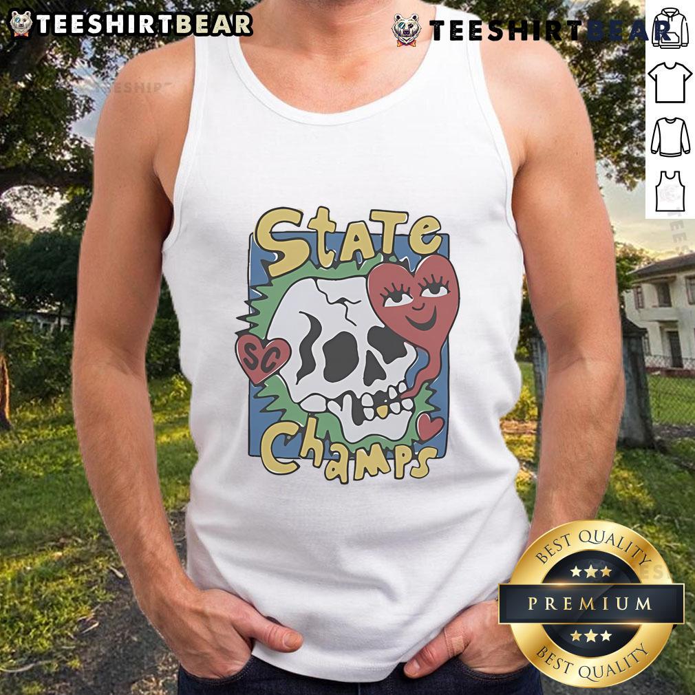 Official State Champs Skull Heart Tank Top featuring a stylish skull and heart design, perfect for sports fans and casual wear.