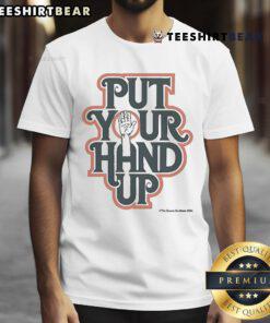 Alt Text: Official The Bacon Brothers 2024 Put Your Hand Up T-Shirt featuring vibrant design and band logo, perfect for fans.