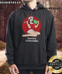 Mrs. Claus Pin-Up Hoodie featuring 'I'm So Sorry I've Been Naughty' design, perfect for festive holiday fashion.