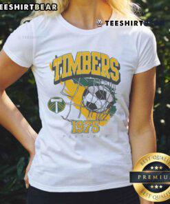 Official 1975 Portland Timbers Swagger Ladies Tee featuring vintage logo and stylish design for fans.