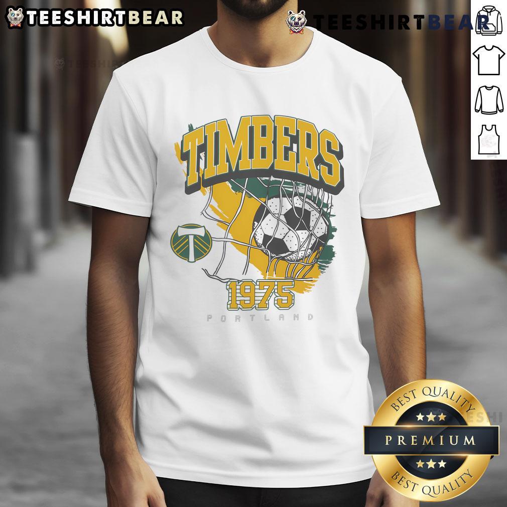 Alt Text: Official Timbers 1975 Portland Timbers Swagger T-Shirt featuring a vintage design and the iconic team logo.