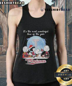 Official Troy Trojans Christmas tank top featuring Peanut characters, perfect for the holiday season and fan celebrations.