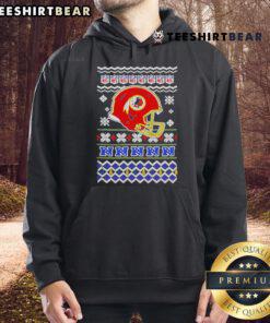 Alt Text: Official Washington Commanders NFL football Christmas helmet hoodie featuring team colors and festive design.