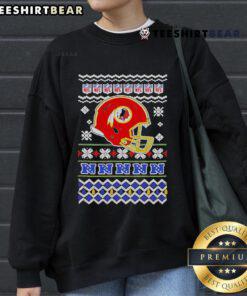 Official Washington Commanders NFL Football Christmas Helmet Sweatshirt featuring festive design and team colors.