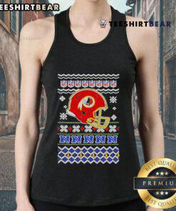 Official Washington Commanders NFL football Christmas helmet tank top featuring festive design and team colors.