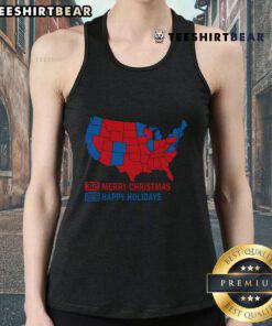 Premium 2024 electoral map tank top featuring a Merry Christmas theme and Trump landslide design for holiday wear.