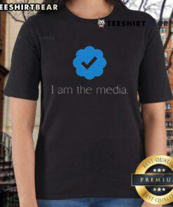 Premium 'I Am The Media' Social Media Verified Check Mark Badge Ladies Tee in stylish design for media enthusiasts.
