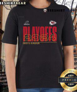Premium Kansas City Chiefs 2024 NFL Playoffs ladies tee featuring vibrant team colors and stylish design for fans.