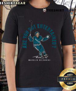 Premium Macklin Celebrini Are You Not Entertained Ladies Tee featuring a stylish design for fans of Macklin Celebrini.