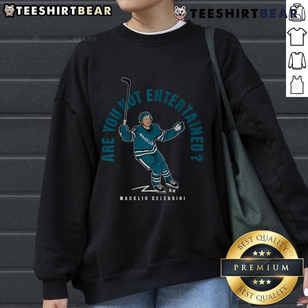 Premium Macklin Celebrini Are You Not Entertained Sweatshirt in a stylish design, perfect for casual wear and fans alike.