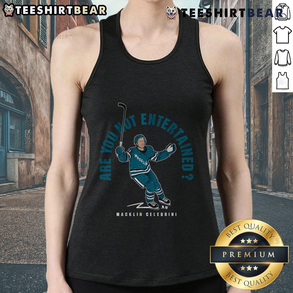 Premium Macklin Celebrini 'Are You Not Entertained' tank top featuring a stylish design for casual wear.
