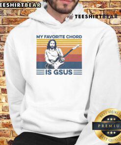 Alt Text: Premium 'My Favorite Chord is Gsus' hoodie featuring Jesus playing guitar, perfect for music lovers and fashion enthusiasts.