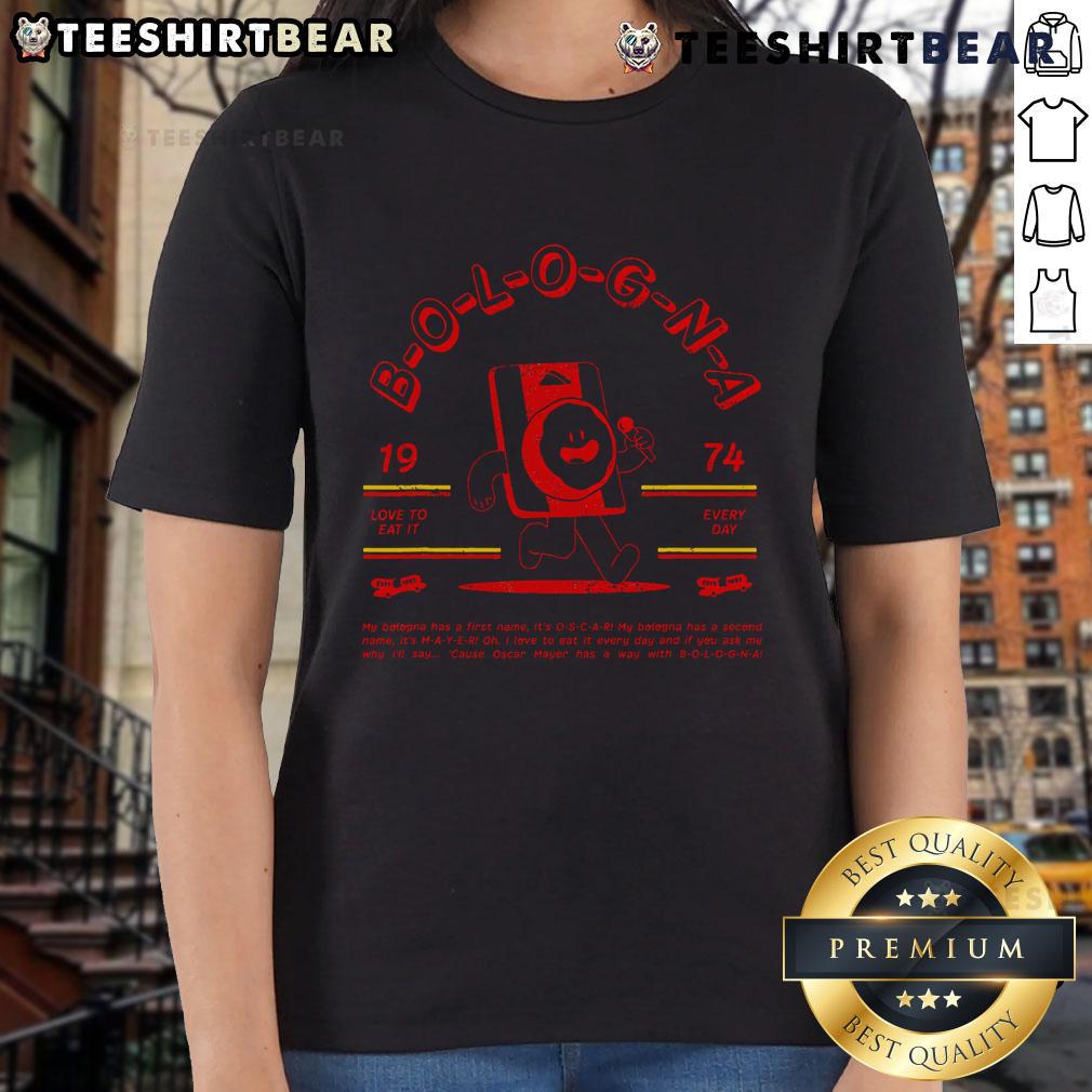 Vintage ladies tee featuring Premium Oscar Mayer Singing Bologna design, perfect for retro fashion lovers.