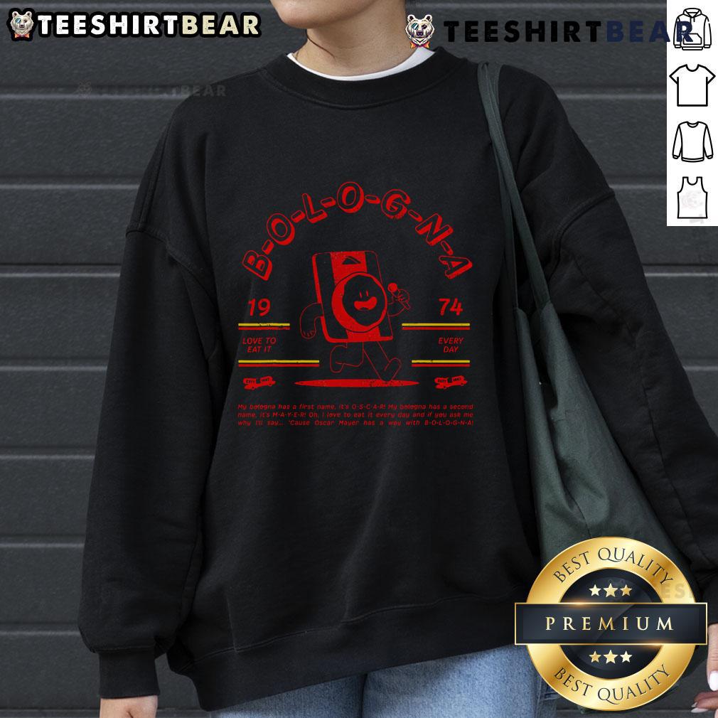 Vintage Premium Oscar Mayer Singing Bologna Sweatshirt featuring playful design and cozy fit, perfect for bologna lovers.