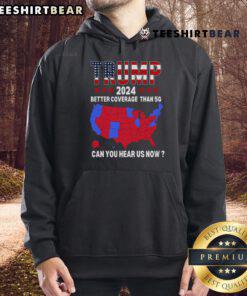 Premium Trump hoodie featuring a USA election map, promoting better coverage than 5G for the Trump 2024 campaign.