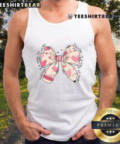 Pretty Bow Pencil Valentine Day Tank Top, celebrating teaching as a work of heart with a cute design for educators.
