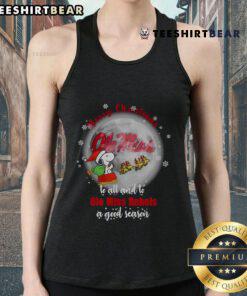 Santa Snoopy in Christmas attire on a tank top for Ole Miss Rebels fans celebrating a merry holiday season.