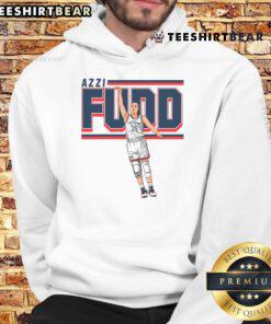 Top Azzi Fudd basketball player wearing a cozy hoodie, showcasing team spirit and love for the game on the court.
