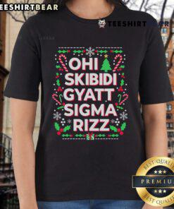 Gen Alpha Xmas Party ladies tee featuring 'Top Christmas Ohiskibidi Gyattsigma Rizz' design, perfect for festive celebrations.