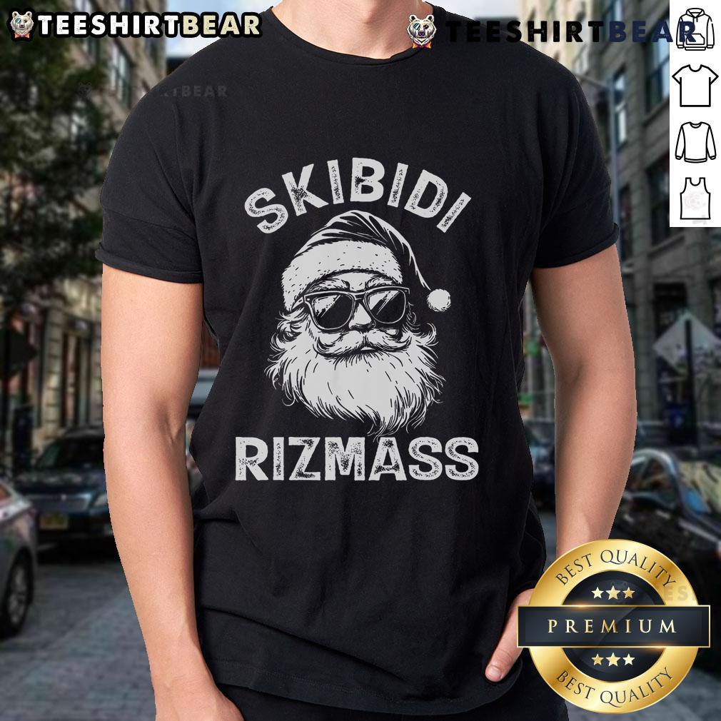 Top Christmas Rizz Santa Claus Charisma T-Shirt featuring a festive design with Santa and holiday-themed graphics.