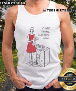 Top Cookie Theft Mom tank top featuring playful text 'Everything Is Fine' for fun and quirky summer style.
