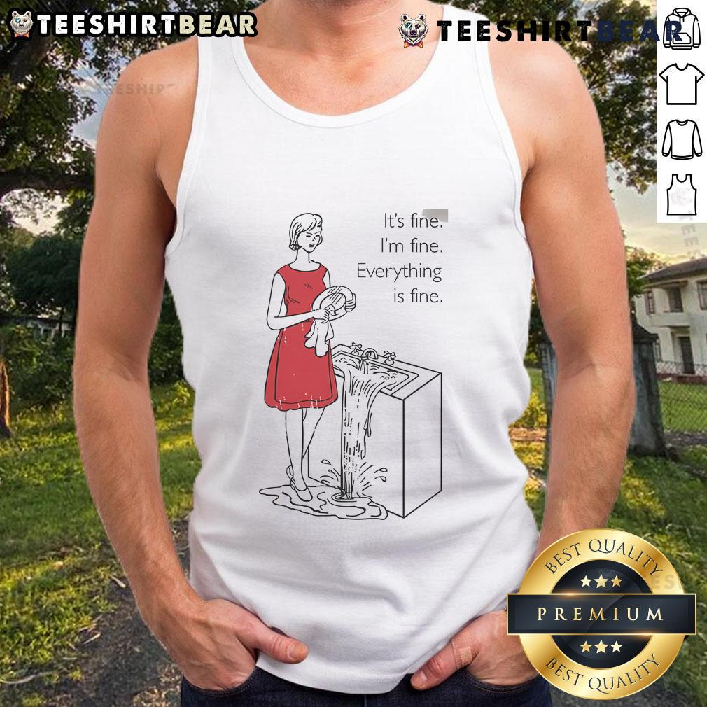 Top Cookie Theft Mom tank top featuring playful text 'Everything Is Fine' for fun and quirky summer style.