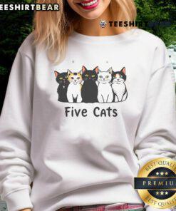 Cozy sweatshirt featuring adorable designs of five cute cats, perfect for cat lovers and casual wear.